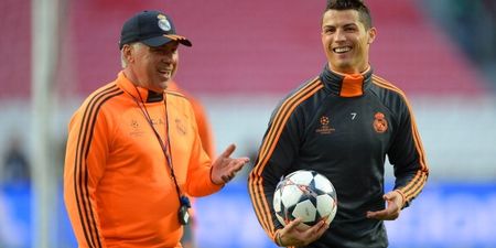 VINE: Carlo Ancelotti takes the piss out Cristiano Ronaldo’s celebration