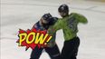Video: Batman and the Riddler beat seven shades of shite out of each other in ice hockey brawl