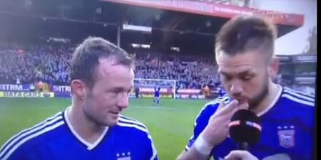 Ipswich captain drops the F-bomb on live TV after Noel Hunt winner