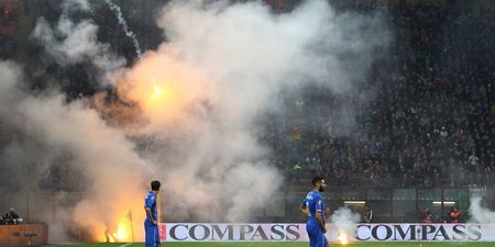 VINE: Serious crowd trouble at Italy-Croatia Euro qualifier