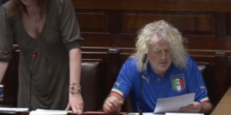 Mick Wallace was sporting Italy’s World Cup jersey in the Dáil today