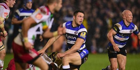 Sam Burgess’ first touch for Bath had a touch of the rugby leagues about it