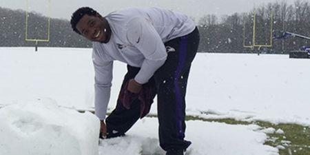 Baltimore Ravens rookie late for meeting because he was building a snowman