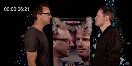 Video: Jason Byrne and Jamie Carragher compete in an unbelievable staring contest