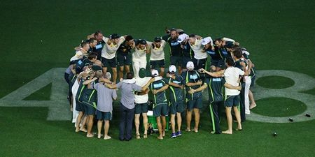 PICS: Aussies toast team-mate Philip Hughes after last-gasp Indian victory