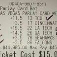 PIC: The guy who won $45,000 on this 12-fold American Football bet must be some kind of wizard
