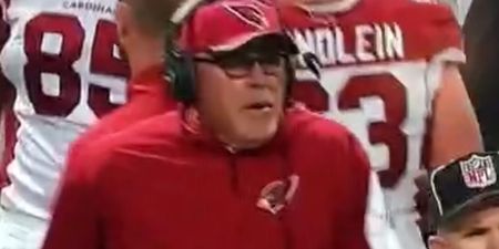 VINE: Bruce Arians chances his arm by telling referee that his challenge flag fell out of his pocket