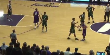 VIDEO: Sore loser Bryce White uses fake handshake to score meaningless dunk