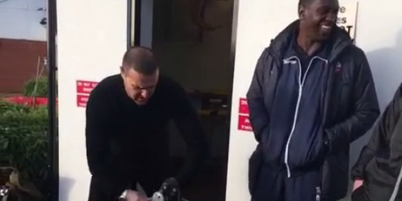 Vine: Paddy McGuinness cleans Emile Heskey’s boots after twitter bet goes wrong
