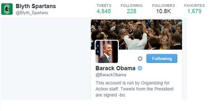 Barack Obama fell victim to FA Cup fever by following Blyth Spartans on Twitter