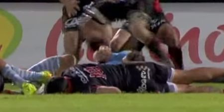 GIF: Top 14 rugby player gets knocked unconscious by accidental kick from teammate