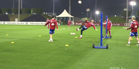 Video: Bayern Munich lads look to be having great craic in game of football tennis