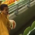Vine: Tim Cahill pick out his son in the crowd with a great gaelic football pass