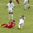 VIDEO: Trinidad player fakes injury to try avoid red card for vicious elbow