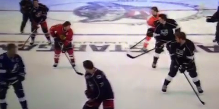 I really expected the NHL All-Stars to do a better Flying V than this
