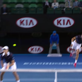 Video: Nicolas Mahut drills a serve into his doubles partner’s head