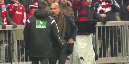 Video: Pep Guardiola argues with 4th official, then immediately celebrates with him