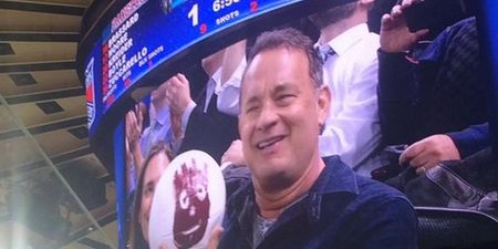 PIC: Tom Hanks took an old friend to the New York Rangers game last night