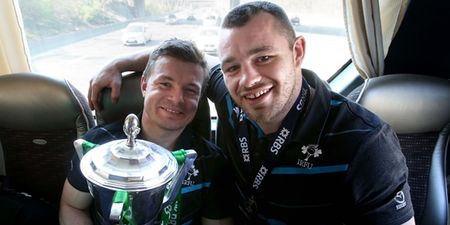 PIC: Cian Healy lets Brian O’Driscoll know that he’s gone but not forgotten