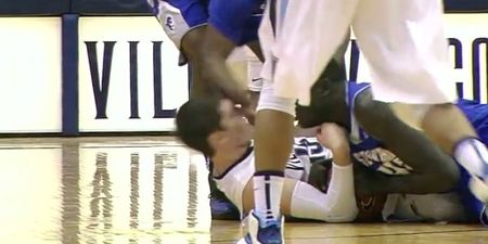 VIDEO: College basketballer ejected for a reckless forearm smash to the face