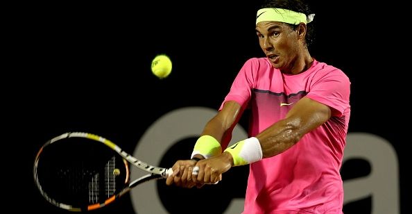 RIO DE JANEIRO, BRAZIL - FEBRUARY 20: Rafael Nadal of Spain returns a shot to Pablo Cuevas of Uraguay during the Rio Open at the Jockey Club Brasileiro on February 20, 2015 in Rio de Janeiro, Brazil. (Photo by Matthew Stockman/Getty Images)