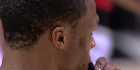 Vine: Russell Westbrook took a nasty knee to the head that left a big dent in his face