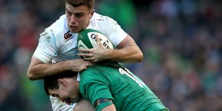 Video: Johnny Sexton gets right up in George Ford’s face after huge tackle