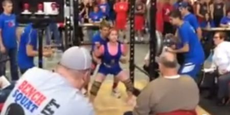 VIDEO: No biggie, just a 112 pound seventeen-year-old girl squatting 350 pounds