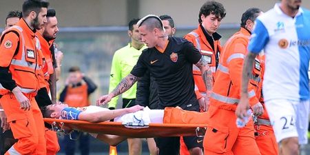 VINE: Graphic! Chievo’s Federico Mattiello suffers gruesome leg break against Roma