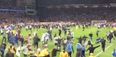 Video: Footage shows West Brom players tripping Aston Villa fans during pitch invasion