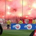 VINE: Shameful scenes in Greece as Olympiakos v AEK Athens is abandoned in the 88th minute due to fan violence