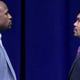 Video: Floyd Mayweather and Manny Pacquiao engage in ludicrously overdramatic stare down