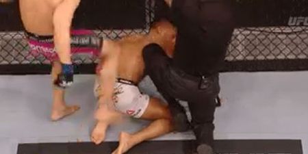 GIF: Sergio Pettis gets the Bishop Brennan treatment at UFC 185