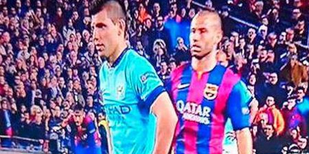 Pic: Javier Mascherano might have played a part in Sergio Aguero’s penalty miss