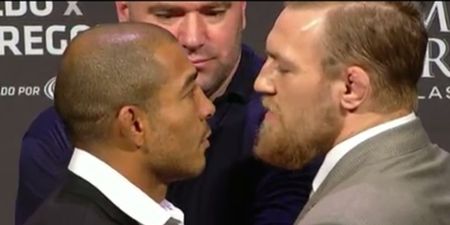 VIDEO: Conor McGregor and Jose Aldo squared off for the first time at UFC 189 press conference
