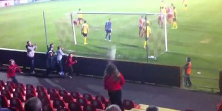 Video: Woman nearly gets knocked out by screamer at Sligo Rovers match