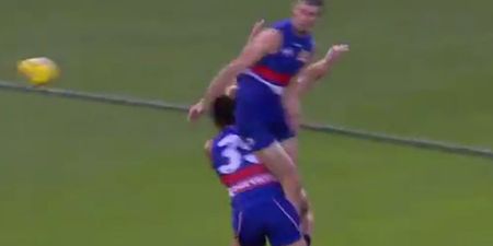 Video: Aussie Rules player nearly gets head taken clean off by flying arse
