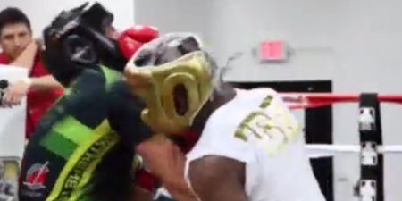 VIDEO: Floyd Mayweather is pulling precisely zero punches as he batters sparring partner