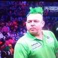 Pic: Peter Wright was really playing up to the Irish crowd at the Darts tonight