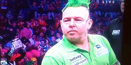 Pic: Peter Wright was really playing up to the Irish crowd at the Darts tonight