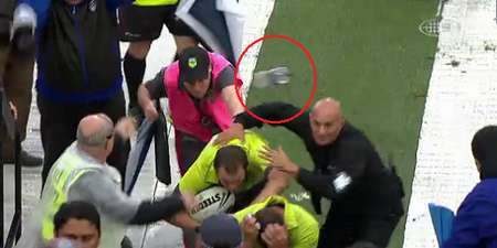 Video: Shocking scenes as officials gets pelted with missiles following Australian Rugby League match