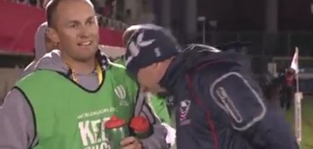 Video: USA rugby coach nuts assistant after his team knock-on a restart