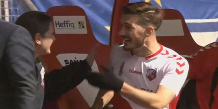 GIF: Utrecht player left red-faced upon realising he argued with the ref for incredibly stupid reason