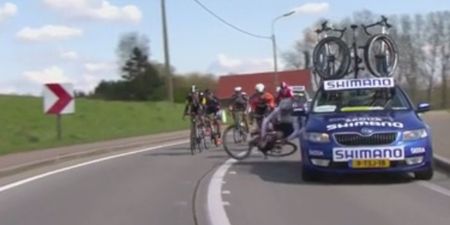 VINE: Two cyclists injured by service cars at today’s Tour of Flanders event