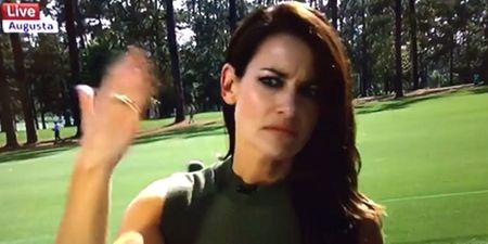 Video: Sky golf presenter Kirsty Gallacher spooked by bee-sounding aeroplane