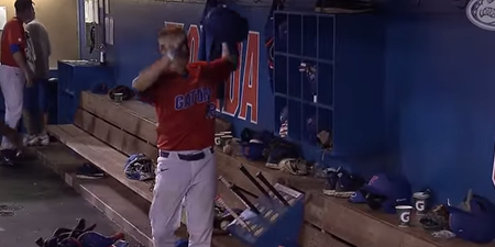 Video: Baseball player gets ignored by teammates after hitting fourth home run, high-fives the air
