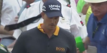 VINE: Henrik Stenson reacts to hitting a tree and then water by smashing golf club