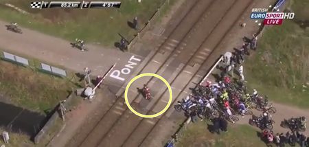 Video: Lunatic cyclist jumps level crossing as high-speed train approaches
