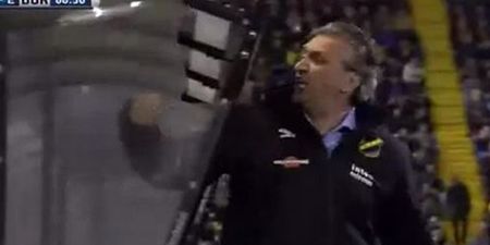 GIF: Furious Dutch coach punches hole in dugout after team concedes two goals in two minutes