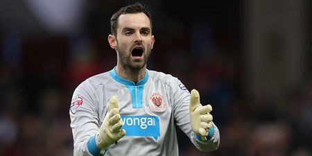 Blackpool keeper forced to wear jersey he had autographed for a club raffle